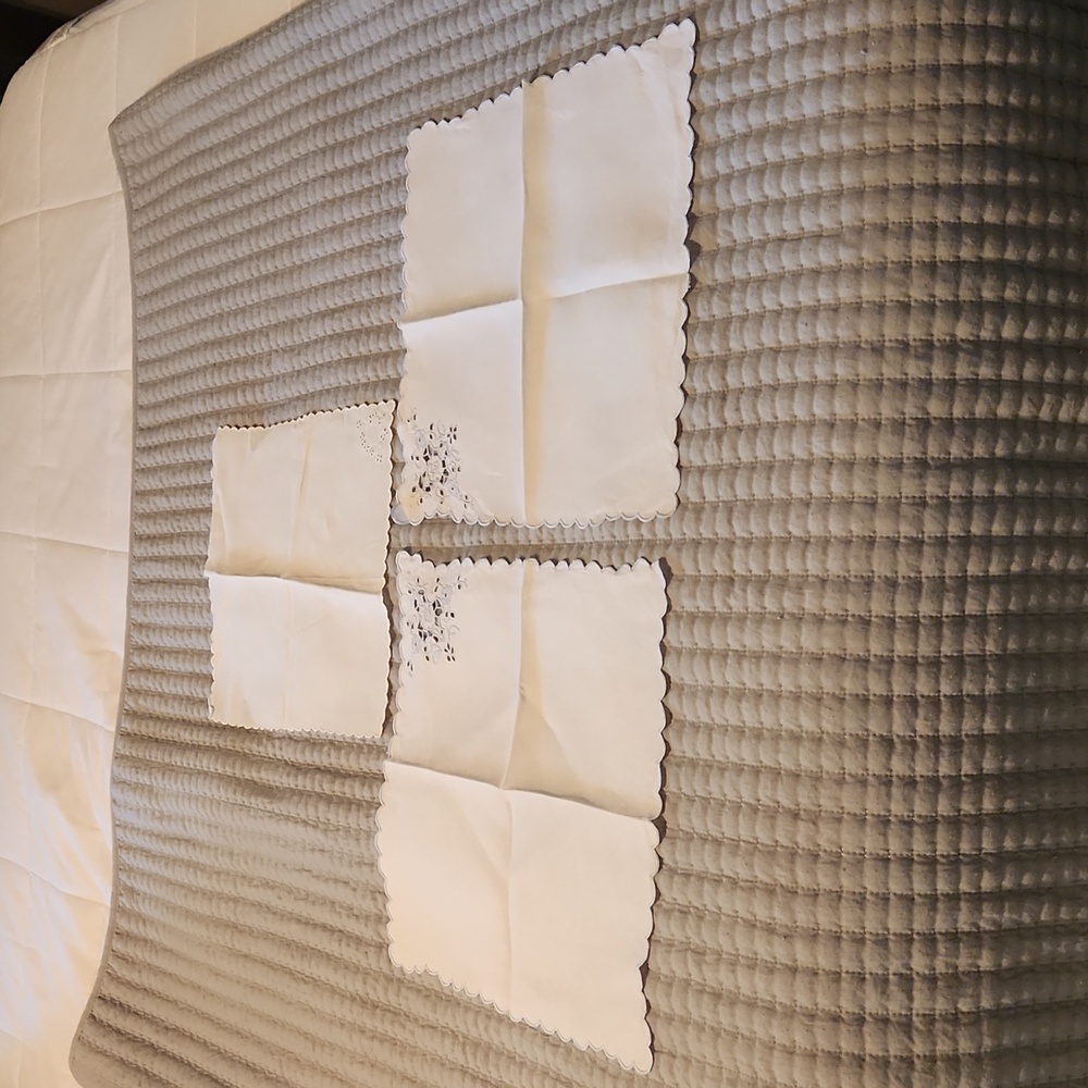 3 linen white napkins.